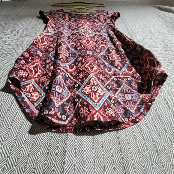 No Boundaries Maroon Multicolored Aztec Design Midi Form Fitting Dress Size Larg - Picture 6 of 8